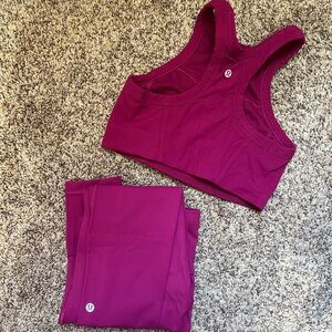 ❌SOLD❌ Lululemon activewear magenta purple set, leggings size 4, tank top size 6